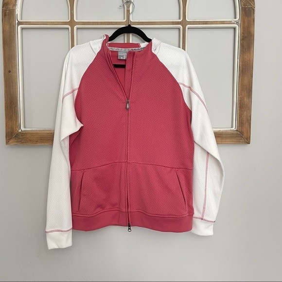 Salomon Jackets & Blazers - Salomon zip up running jacket size XL pink white